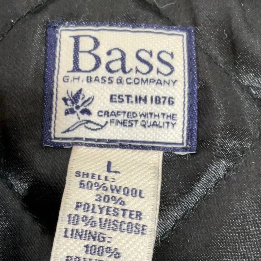 GH Bass Wool Blend Coat Green Gray Plaid Horn Toggle Buttons-Size L